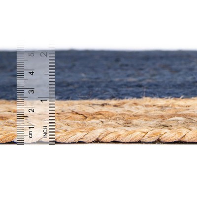 Handmade Navy Blue Braided Reversible Rectangular Rug