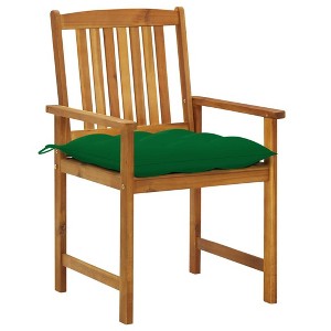 vidaXL Patio Chairs Outdoor Patio Dining Chair with Cushions Solid Wood Acacia - Green 2 pcs - 1 of 4
