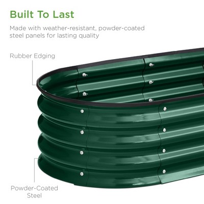 Dark Green Metal Oval Raised Garden Bed Planter Box