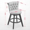 RISOKEYS 26" Counter Height Bar Stools Set - 360° Swivel Stools with Back & Hand-Tufted Button, Upholstered Velvet Counter Stools on Wood Legs - 3 of 4