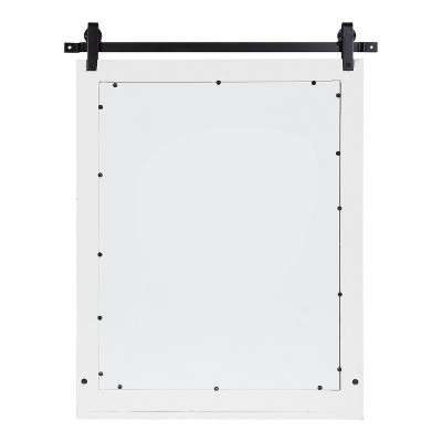 White Rectangular Wood Wall Mirror with Shelf