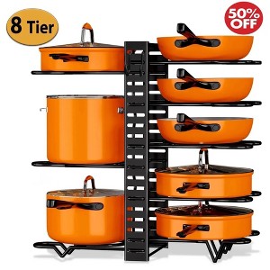Aghana Digitals 8-Tier Adjustable Cookware Organizer: Heavy-Duty Metal Pot/Pan/Lid Rack with 3 DIY - 1 of 4