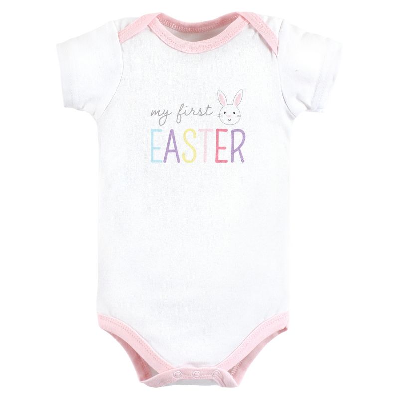 Hudson Baby Unisex Baby Cotton Bodysuits, Girl First Valentine Easter, 5 of 6