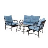 4 Piece Outdoor Patio Furniture Sets, Wicker Conversation Set for Porch Deck, Rattan Sofa Chair with Cushion - 3 of 4
