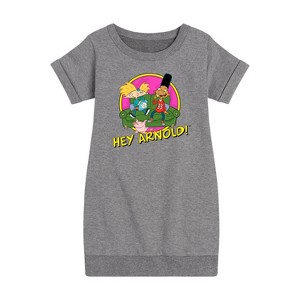 - Hey Arnold! - Arnold and Friends Graphic Short Sleeve Fleece Dress - 1 of 4