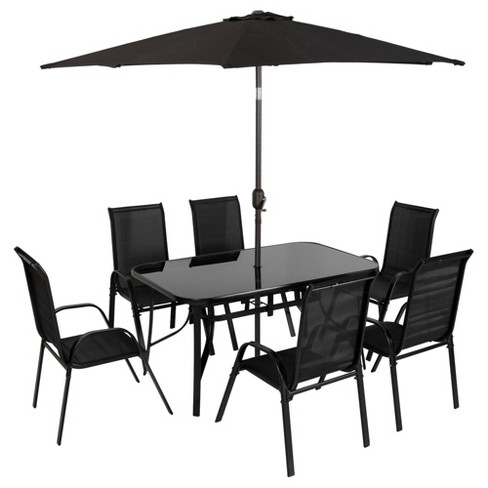 Parasol with best sale table and chairs