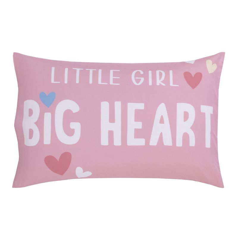 Everything Kids Hearts Pink, Blue and White Little Girl Big Heart 4 Piece Toddler Bed Set, 5 of 7