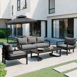 4 PCS Patio Outdoor Steel Sofa Set-ModernLuxe - 1 of 4