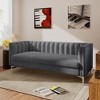 71 in. Wide Square Arm Velvet Mid-Century Square Sofa with Channel Tufted 3-Seater Couch - Morden Fort - 3 of 4
