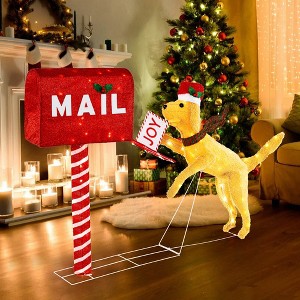 Costway 3.5 FT Lighted Dachshund Climbing Mailbox Pre-Lit Christmas Holiday Decoration - 1 of 4