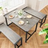 Dining Table Set for 4 with 2 Benches, Kitchen Table Set for 4-6 with Corner Protector and H-Shaped Frame for Small Space, Kitchen, Apartment - 3 of 4
