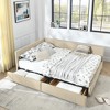 CAVINAS Queen Size Velvet Upholstered Daybed Bed Frame with Comfy Backrest & 2 Drawers,No Box Spring Needed - 2 of 4