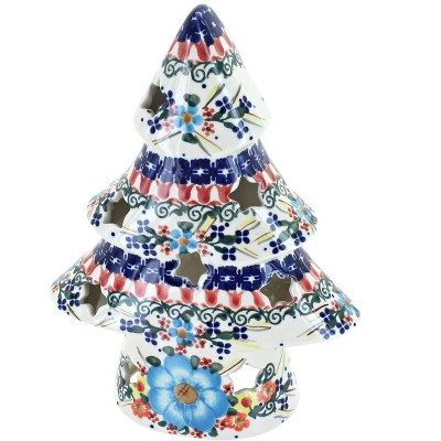 Blue Rose Polish Pottery Kristi Small Christmas Tree Luminary