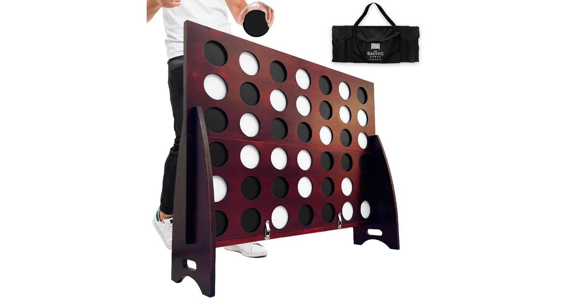 SWOOC Games - XL Giant 4 In A Row (4ft x 3ft) - All Weather with Carrying Case and Noise Reducing Design - 60% Quieter - Giant Connect 4 Discs To Win