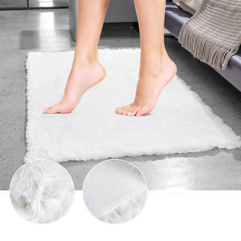 Cheer Collection Plush Shaggy Hair Area Rug with Anti Slip Bottom - White, 5 of 12