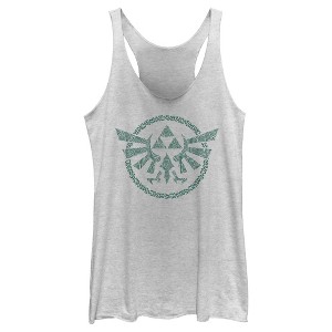 Women's Nintendo The Legend of Zelda: Tears of the Kingdom Green Hyrule Crest Racerback Tank Top - 1 of 4