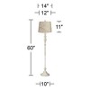 360 Lighting Rustic Vintage Chic Floor Lamp 60" Tall Antique White Washed Plum Flower Drum Shade Decor Living Room Reading House Bedroom - 4 of 4