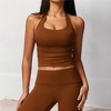 Anna-Kaci Active Women's Ribbed Halter Neck Sports Bra with Built-In Bra - 2 of 4