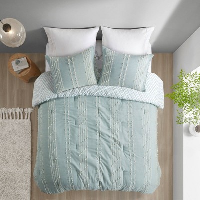 Ari Full/queen 5pc Cotton Jacquard Duvet Cover Set Aqua : Target