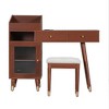 HDZNVF Modern Makeup Vanity Desk with Drawers and Stool for Small Places, Walnut - 3 of 4