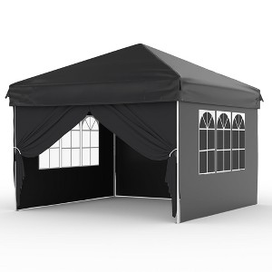 10'x10' Easy Pop Up Canopy Tent With 4 Detachable Window Sidewalls - Waterproof Outdoor Portable Canopy With Carry Bag & Guy Lines - 1 of 4