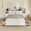 KIGFTSOD White Wooden Storage Bed with Tall Extended Bookcase Headboard, 6 Drawers and Charging Station for Teens Adults, No Box Spring Needed - 2 of 4