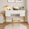 47" Makeup Vanity Desk with Flip Top Mirror and Lights, Dresser LED Mirror with 3 Color Modes Adjustable, Vanity Table Set with Chair and 5 Drawers - 4 of 4