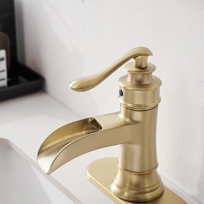 Brushed Gold Single-Handle Waterfall Bathroom Faucet