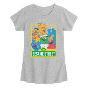 Girls' - Sesame Street - 123 Sesame Street Fitted Short Sleeve Graphic T-Shirt - 1 of 3