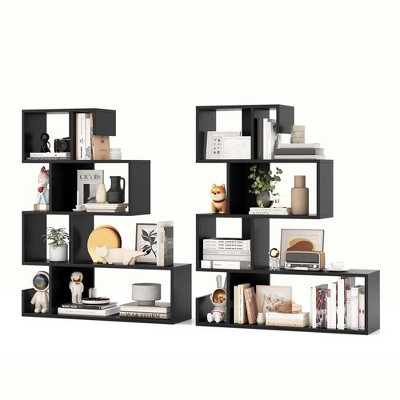 Costway 2 Pcs 5-tier S-shaped Bookshelf With Open Cubes Anti-toppling ...