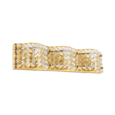 Elegant Brass and Clear Crystal 3-Light Wall Sconce