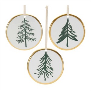 Ceramic Pine Tree Disc Ornament (Set of 12) - 1 of 4
