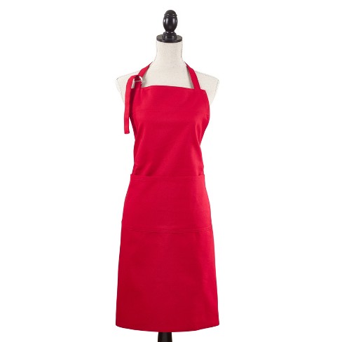 Saro Lifestyle Denim Classic Cuisine Cotton Apron, Red : Target
