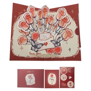 Unique Bargains Floral 3D Greeting Cards with Envelope and Message Note 1 Set - 1 of 4