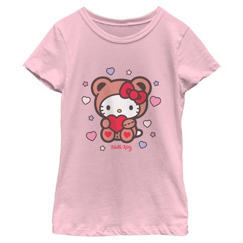Hello Kitty Girls Hello Kitty Cute Valentine Bear T Shirt - Light Pink - Small