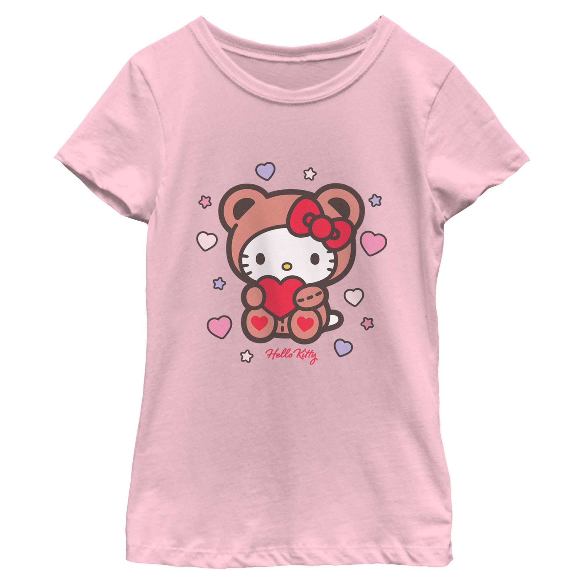 Girls Hello Kitty Cute Valentine Bear T Shirt