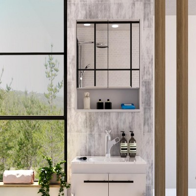 Depot E-Shop Medicine Cabinet, One Open Shelf, Three Interior Shelves