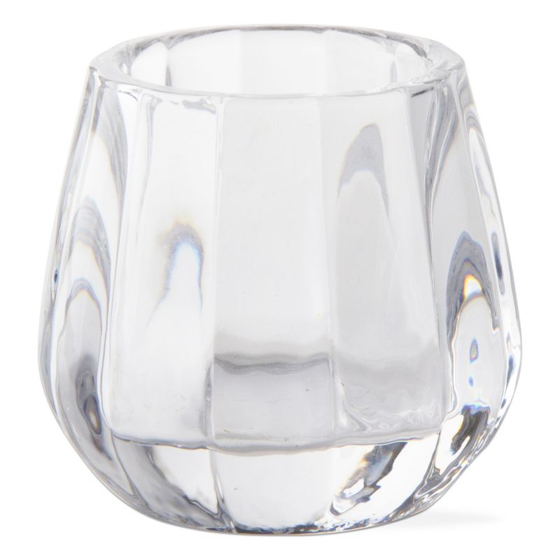 tagltd Ribbed Clear Glass Tealight Holder Candle Holder, 3.35L x 3.5W x 2.87H, 1 of 4