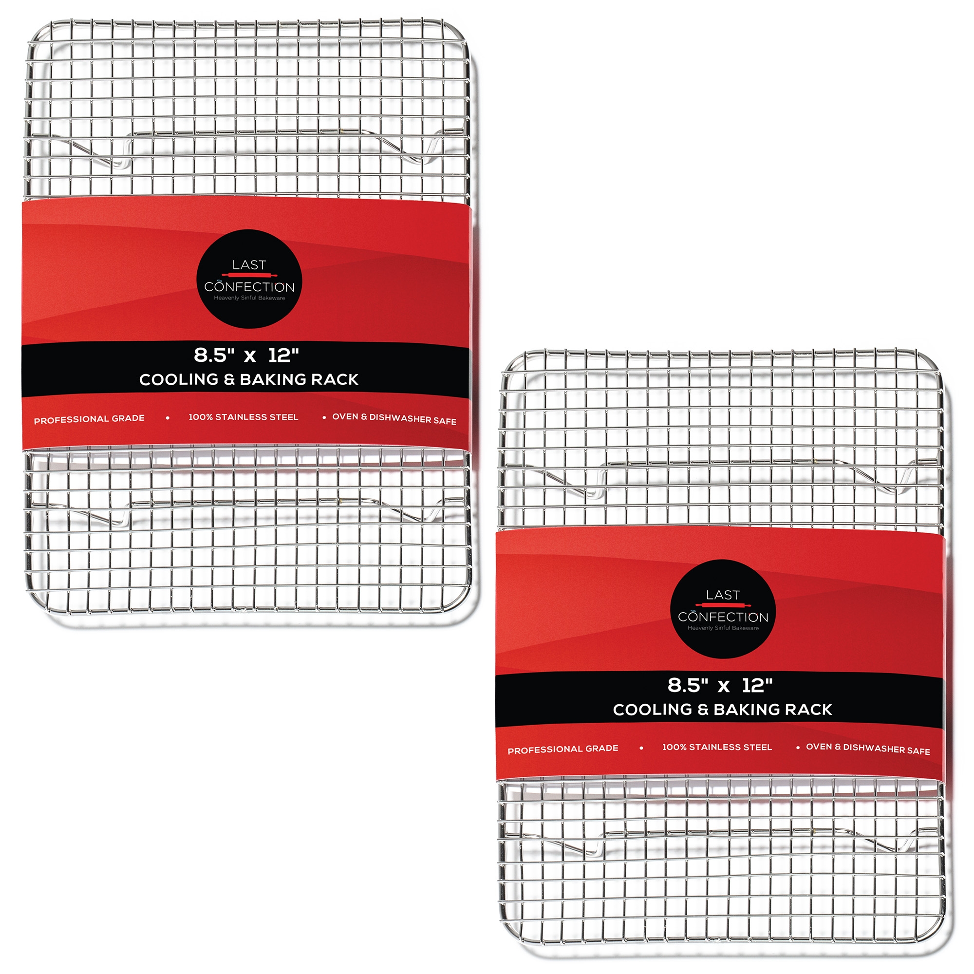 (Set of 2) Last Confection 8-1/2" x 12" Stainless Steel Baking & Cooling Rack (Fits Quarter Sheet Pan)