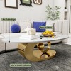 QingMoon Marble Coffee Table, Oval Centre Table with Stainless Steel Base and Resistant Rock Slab Tabletop for Living Room, Office - 2 of 4