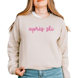 Simply Sage Market Embroidered Apres Ski Words Sweatshirt - 1 of 4