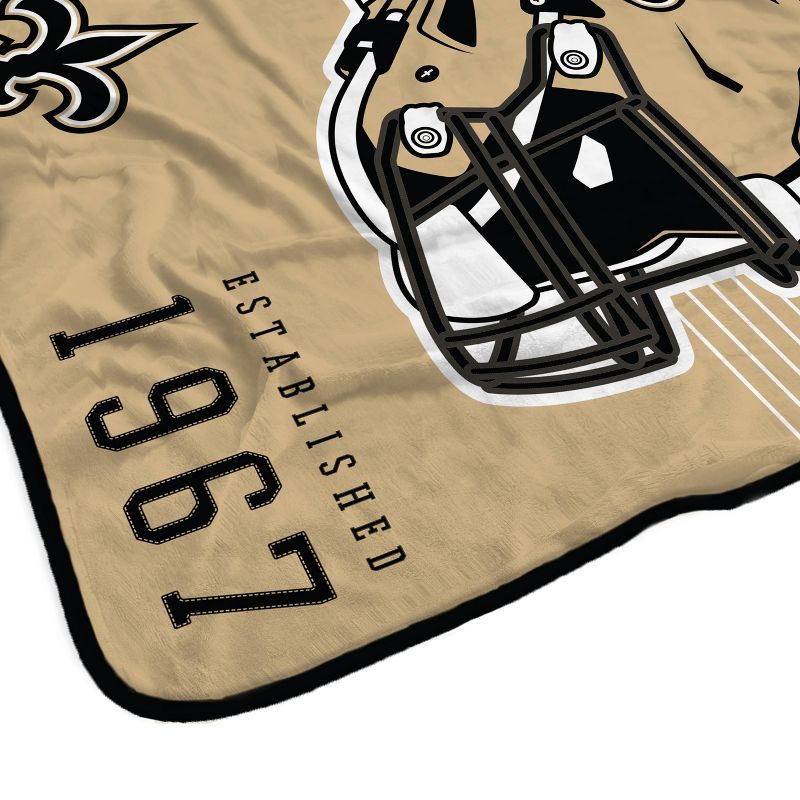 NFL New Orleans Saints Helmet Stripes Flannel Fleece Blanket, 3 of 4