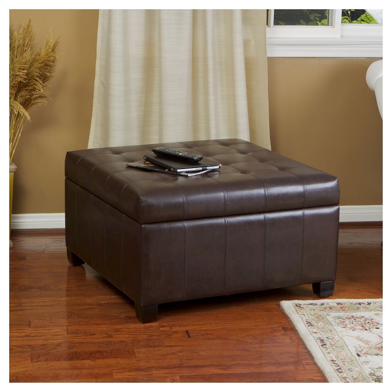 Alexandria Bonded Leather Storage Ottoman - Brown - Christopher Knight Home, 5 of 9