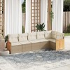 vidaXL 6 Piece Patio Sofa Set with Cushions Beige and Cream Poly Rattan - Without Table - 2 of 4