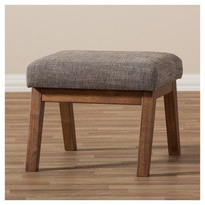 Aberdeen Walnut and Gravel Gray Upholstered Ottoman
