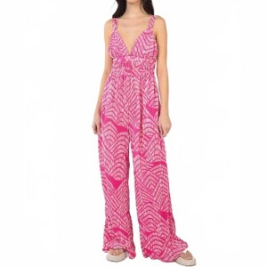 Women's Pleated Sleeveless Wide Leg Jumpsuit - VERY J L - 1 of 4