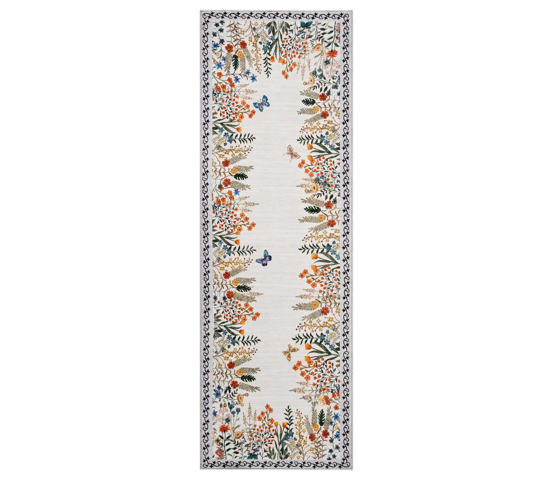 Washable Hallway Runner Rug – Non-Slip Botanical Floral Carpet for Bedroom, Living Room, Guest Room