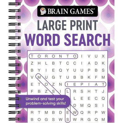 Brain Games - Large Print Word Search (Swirls) - (Brain Games Large Print) by  Publications International Ltd & Brain Games (Spiral Bound)