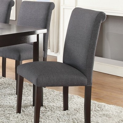DOMETOUR Transitional Blue Grey Polyfiber Chairs Dining Seating Set of 2 Dining chairs Plywood Birch Dining Room