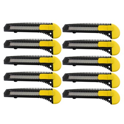 MotoProducts Bulk 6" Box Cutters Black with Snap-Off Blades and Safety Locks